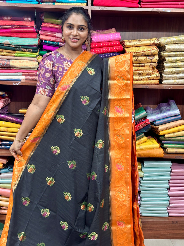 Swathi Meena Black Meena butta saree