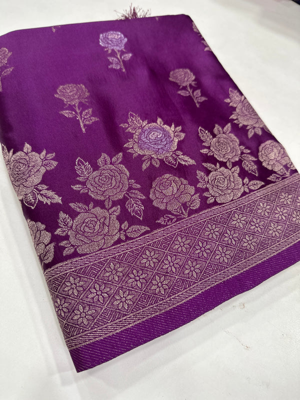 Mashru Silk Saree-dark purple