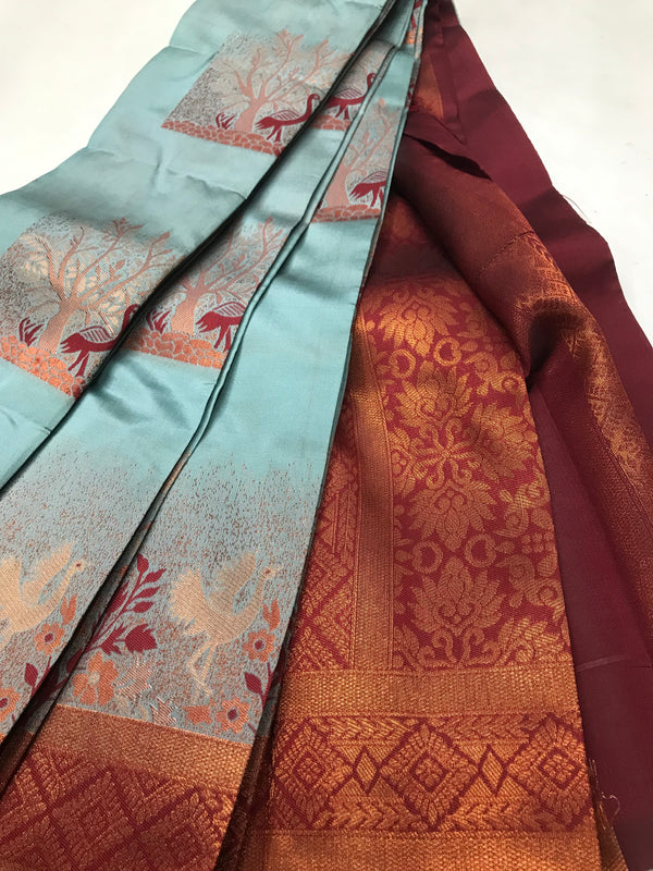 Soft Silk With Awesome  yellow Zari