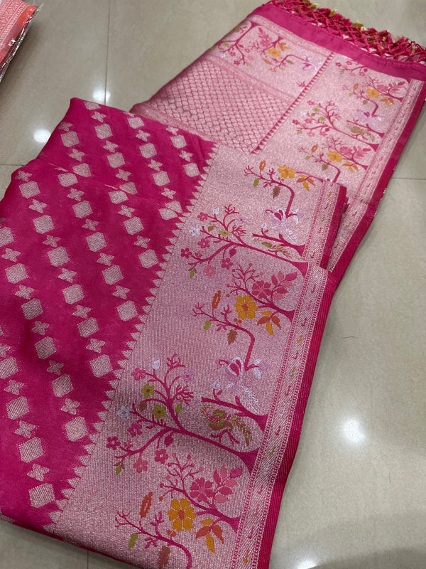 Viscose mix silk saree