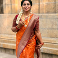 Rust orange semi silk saree