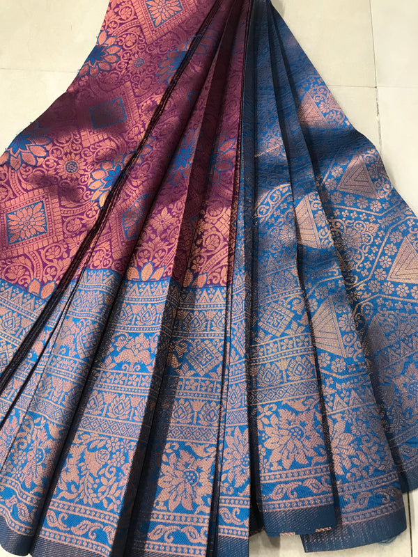 Soft Silk With Awesome  yellow Zari