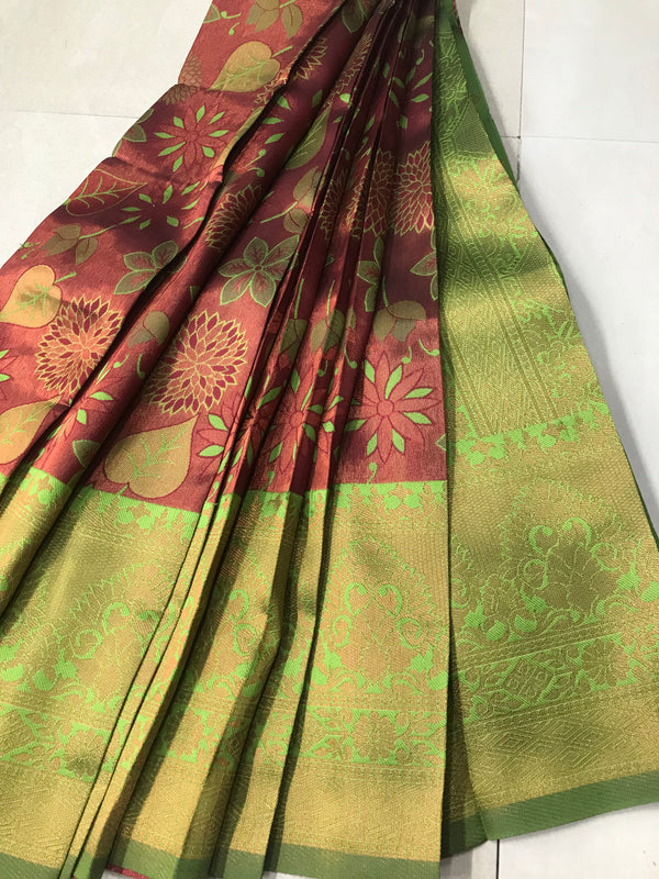Soft Silk With Awesome  yellow Zari