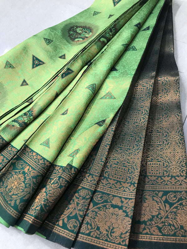 Soft Silk With Awesome  yellow Zari