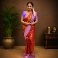 Premium Soft Silk Saree – Copper Orange with Lavender Border | Elegant Traditional Wear