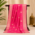 Premium Dola Silk Saree with Rich Meena Butta & Elegant Zari Border – Rani Pink