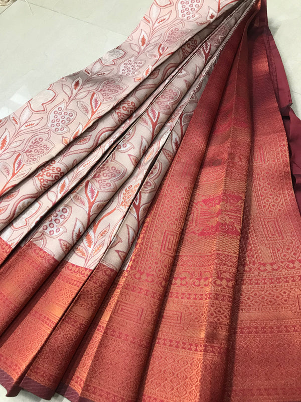 Soft Silk With Awesome  yellow Zari