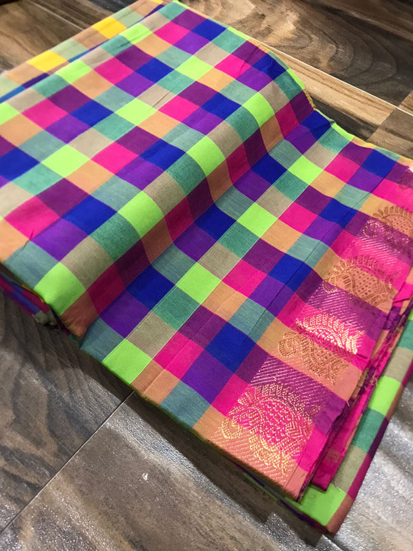 Pallum palam katan saree cotton awesome multi checkred colours collection