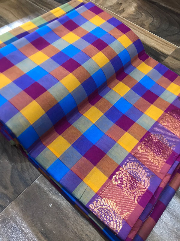 Pallum palam katan saree cotton awesome multi checkred colours collection