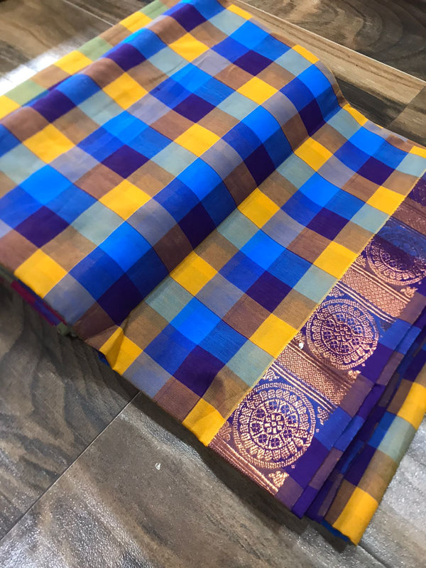 Pallum palam katan saree cotton awesome multi checkred colours collection