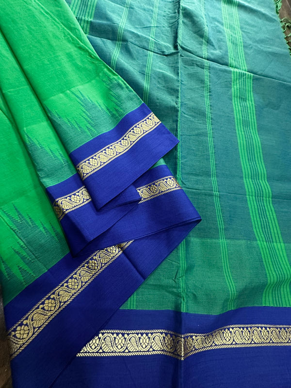 Koravai plain cotton handloom saree with gopuram design beautiful colour combination borders