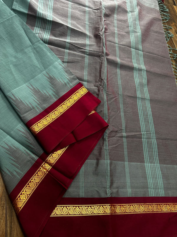 Koravai plain cotton handloom saree with gopuram design beautiful colour combination borders