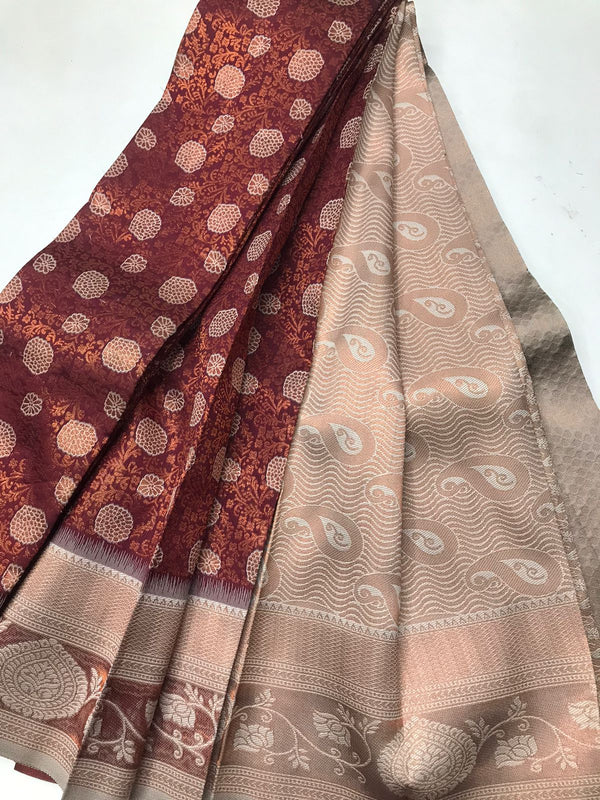 Soft Silk With Awesome  yellow Zari