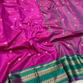 Semi Soft Silk Saree – Pink with Green Border