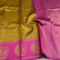 Gold & Pink Peacock Saree | Bridal Semi Soft Silk