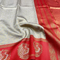 White & Red Peacock bridal semi soft silk Saree | Special Occasion Look