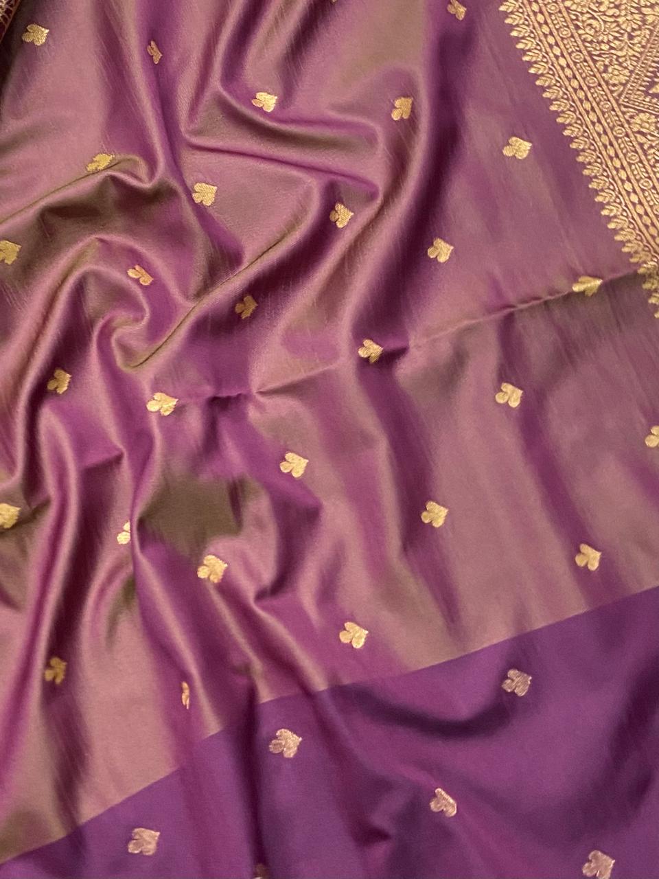 Premium Soft Silk Saree in Antique Gold with Royal wine Border