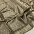 Premium Linen Saree – Antique Gold with Self Jacquard Weaving & Rich Woven Border