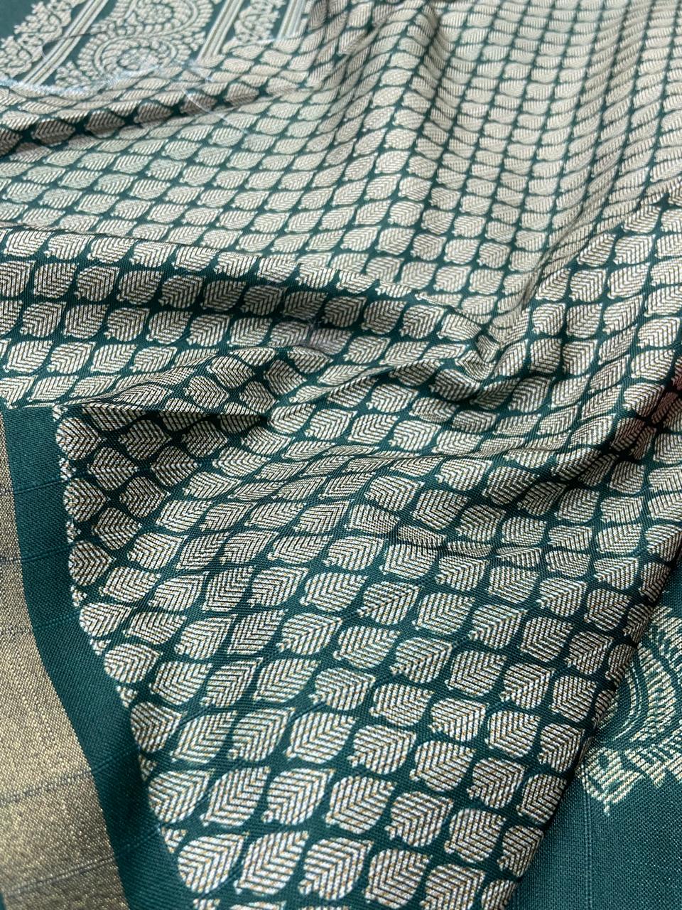 Premium Linen Saree – Pink Checks with Teal Green Contrast Border & Silver Zari Weaving