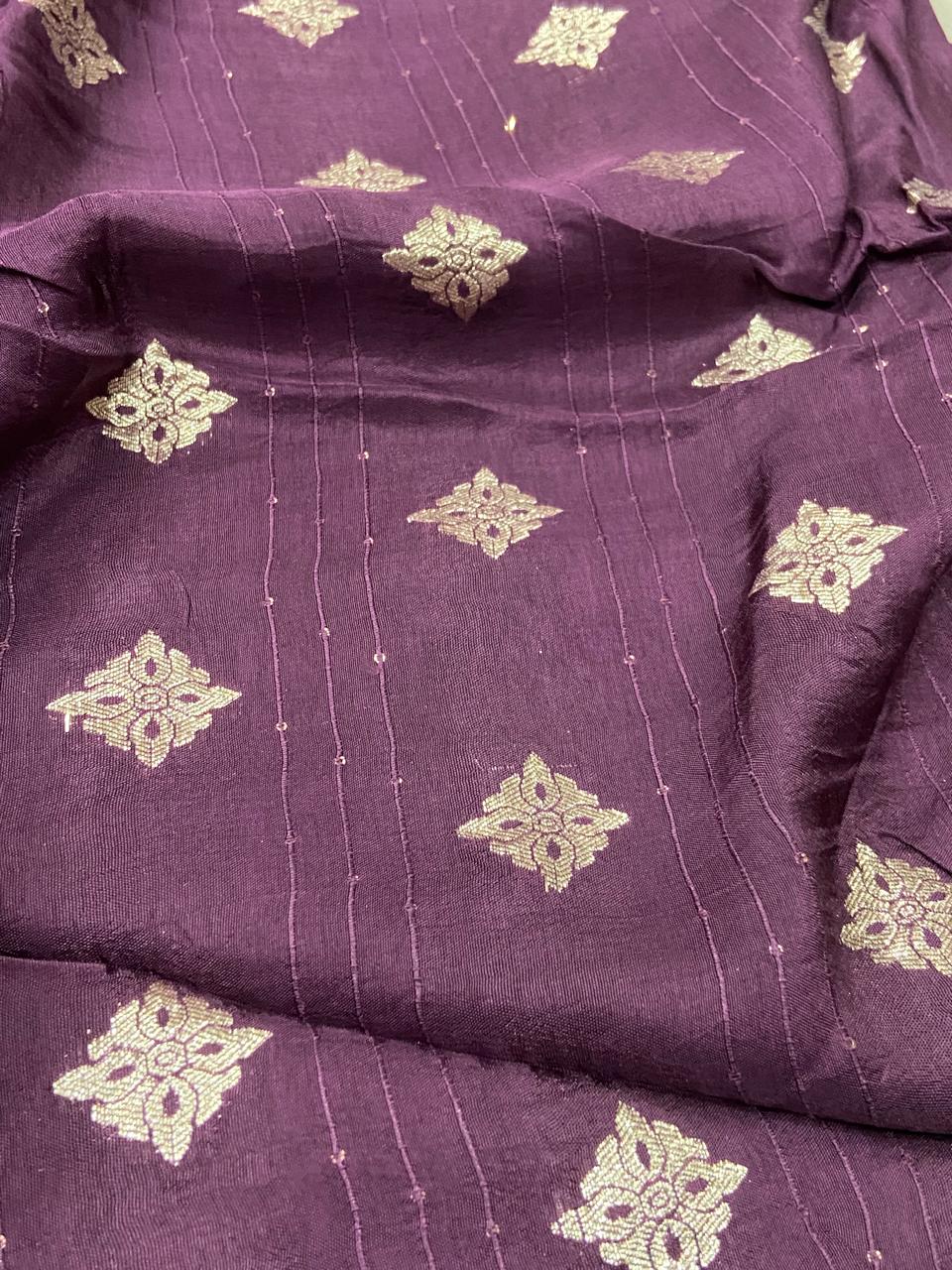Pure Dola Saree – Royal Blue Mythological Print with Wine Purple Border & Rich Zari Weaving