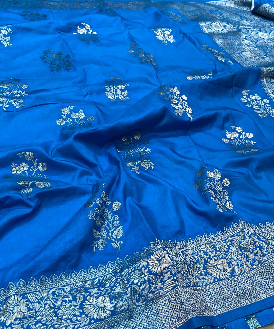 Royal Blue Paithani Silk Saree with Silver Zari