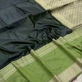 Soft Silk Saree – Bottle Green & Olive Green Dual Tone with Rich Golden Zari Border