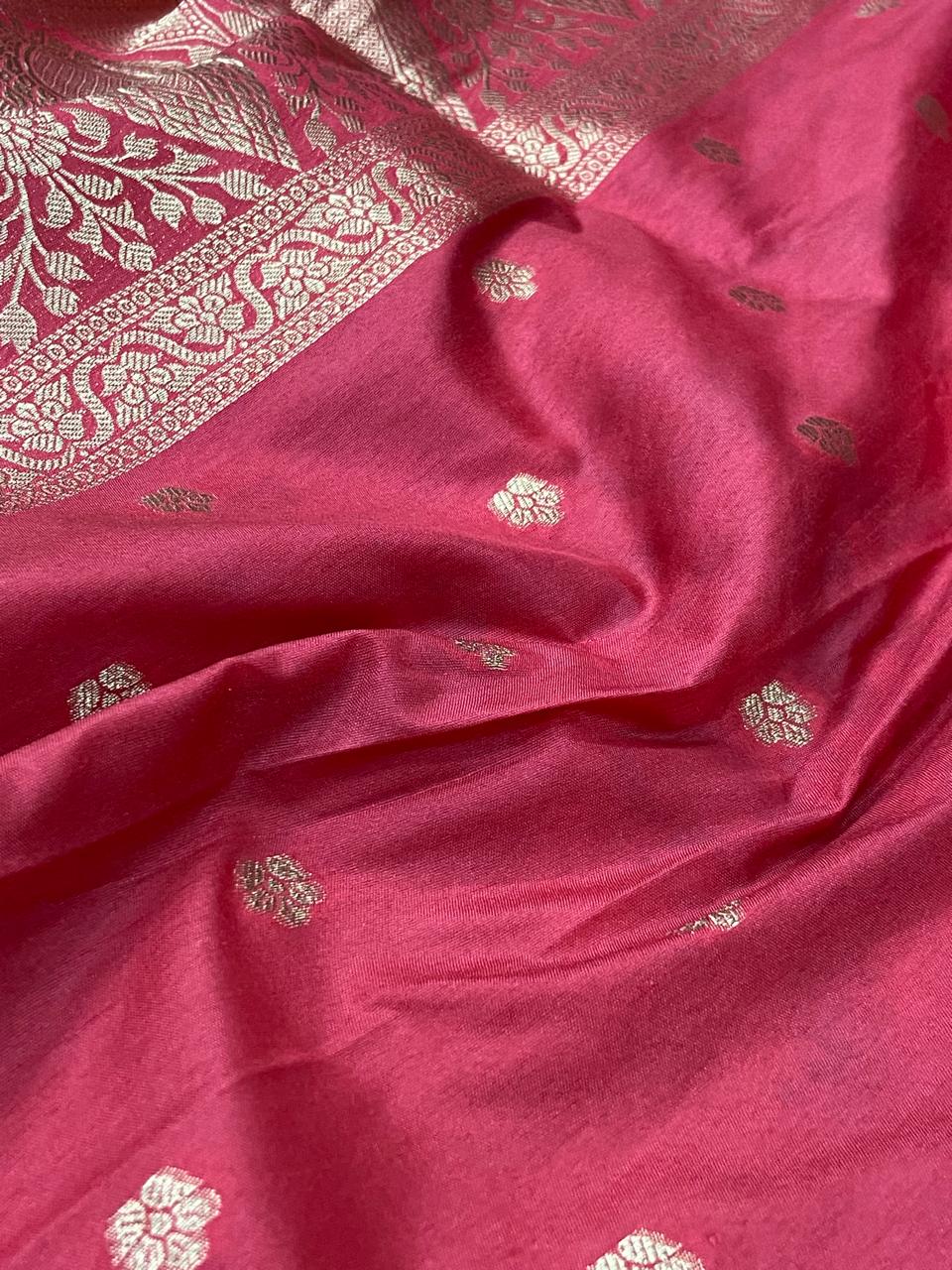 Paithani Saree – Wine Red with Multicolor Butta & Rich Floral Zari Border