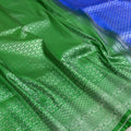 Soft Silk Saree – Royal Blue & Emerald Green Dual Tone with Rich Silver Zari Border