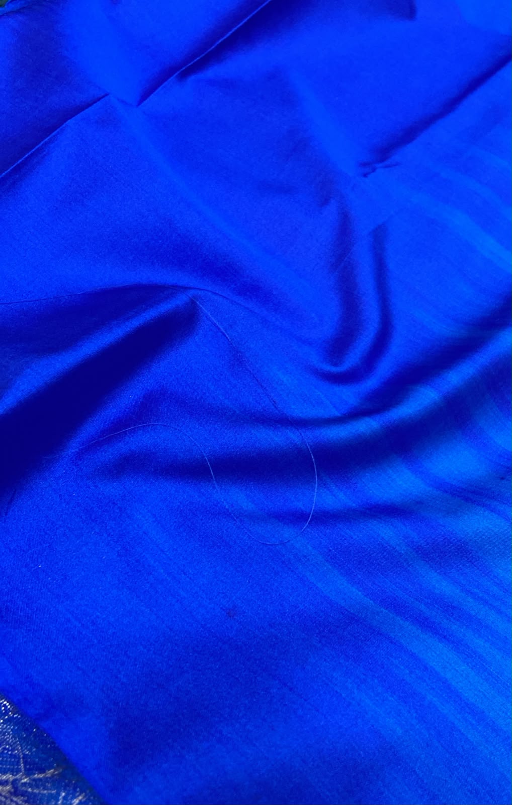 Soft Silk Saree – Royal Blue & Emerald Green Dual Tone with Rich Silver Zari Border