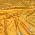 Soft Silk Saree – Mustard Yellow with Silver Zari Buttas & Rich Woven Border