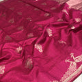 Georgette Saree – Rani Pink with Peacock Zari Border