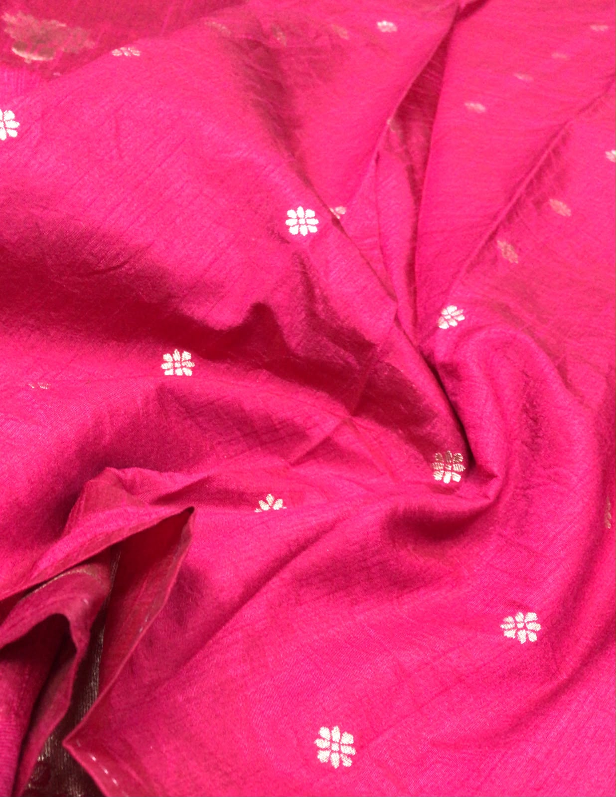 Georgette Saree – Rani Pink with Peacock Zari Border