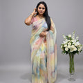 Pure Organza Saree – Pastel Multicolour Floral Designer Organza Saree