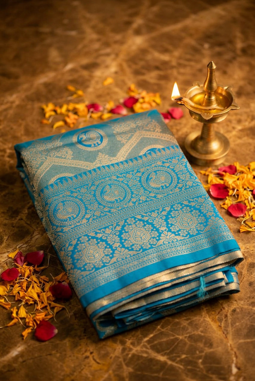 💙✨ Royal Blue & Silver Zari Saree ✨💙