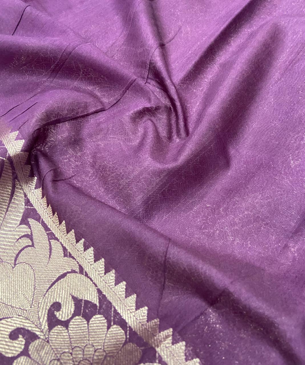 Premium Paithani Saree – Lavender Purple with Silver Zari Floral Border