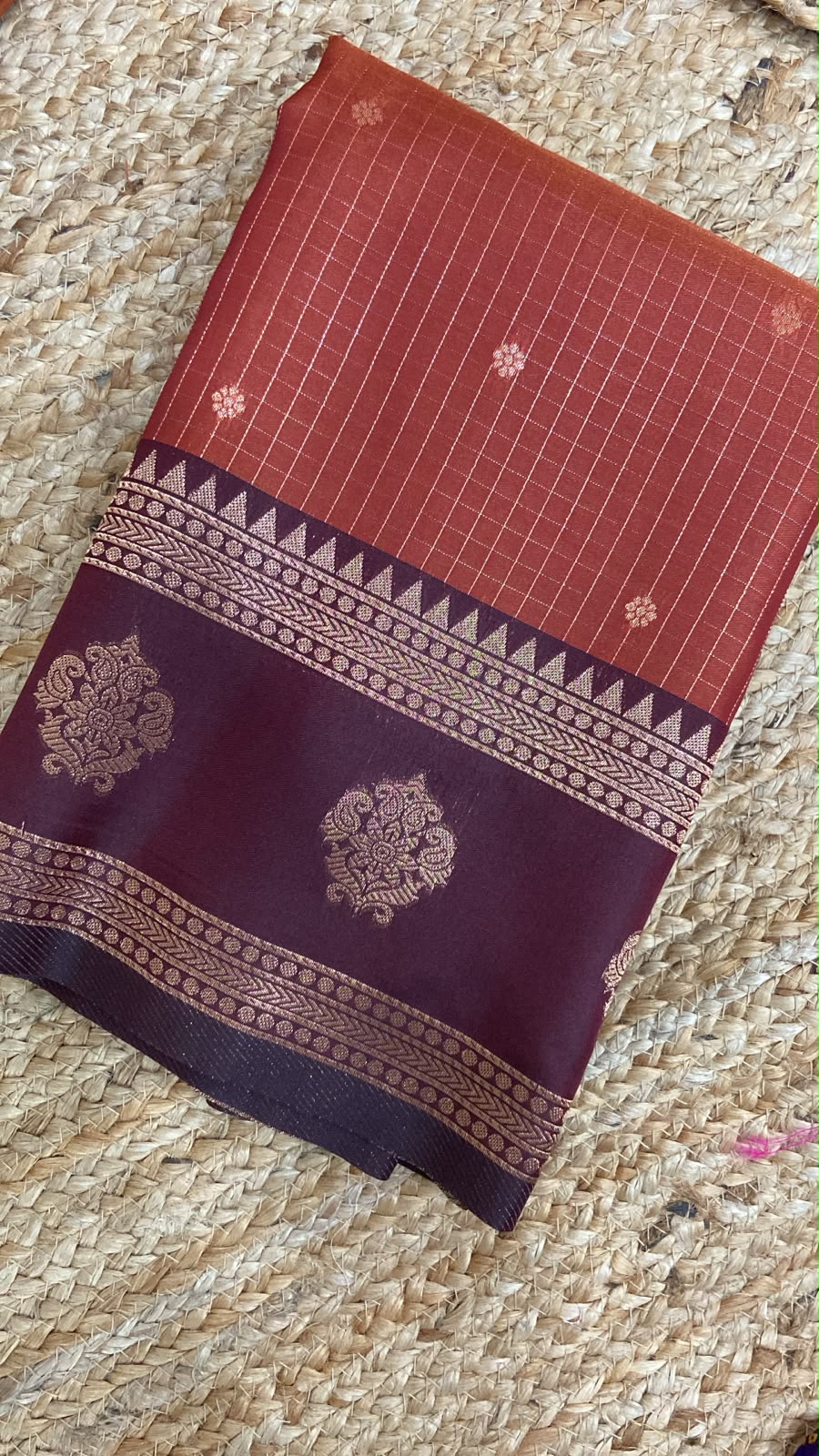 Premium Kanchi Soft Silk Saree – Rust Orange with Rich Zari Pallu