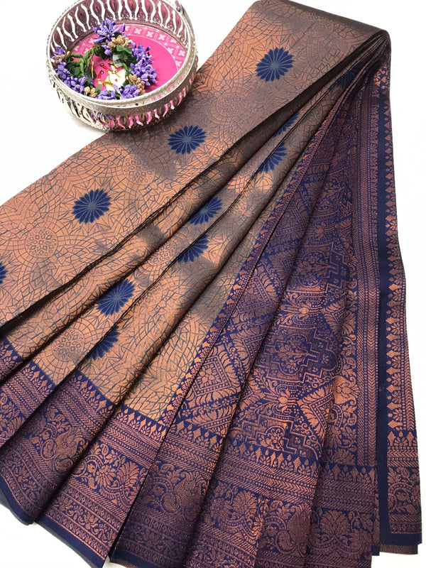 Soft Silk With Awesome  yellow Zari