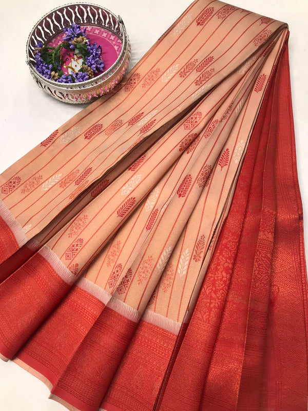 Soft Silk With Awesome  yellow Zari