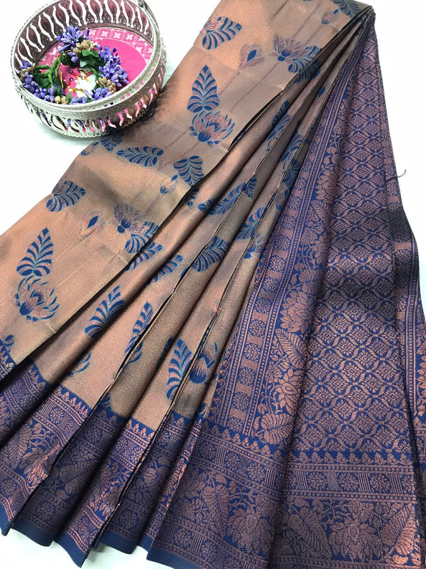 Soft Silk With Awesome  yellow Zari