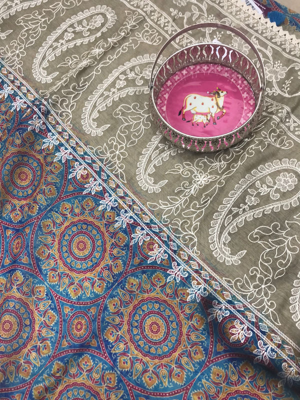 Amazing Kora With Cut Work Embroidery Sarees