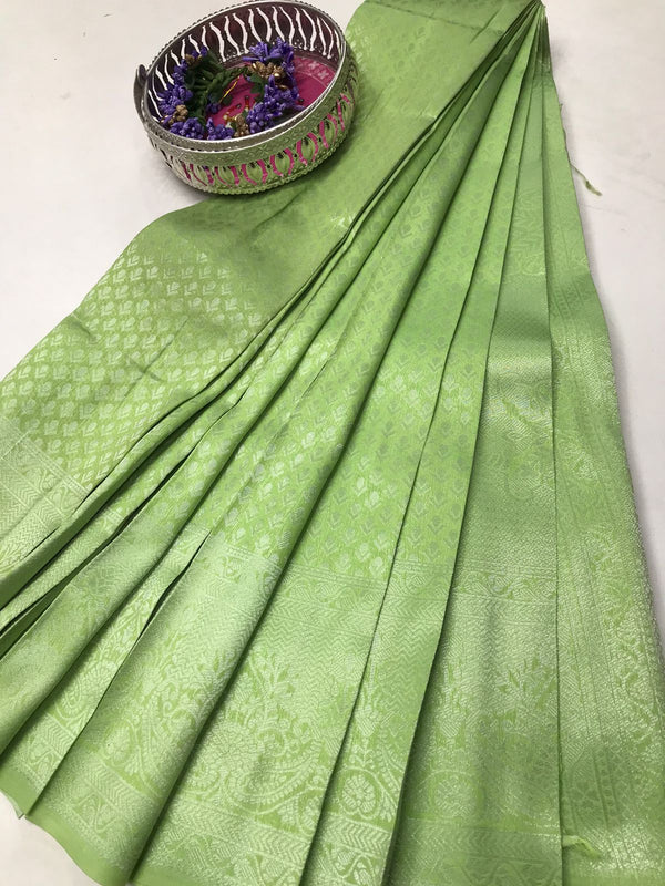 Soft Silk With Awesome  yellow Zari