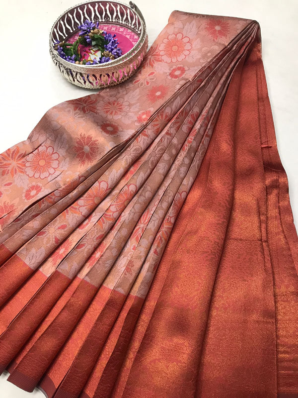 Soft Silk With Awesome  yellow Zari